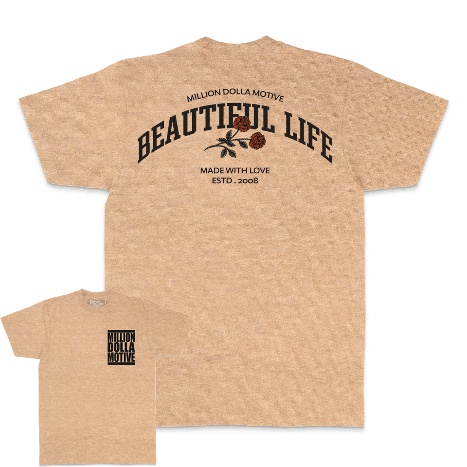 Beautiful Life - Blush Tan Vintage Dye T-Shirt