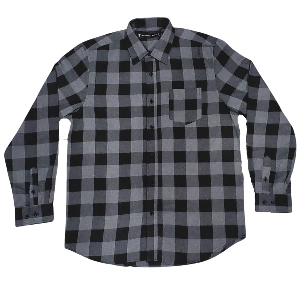 
                  
                    Money Bag - Black and Grey Flannel Long Sleeve Shirt
                  
                