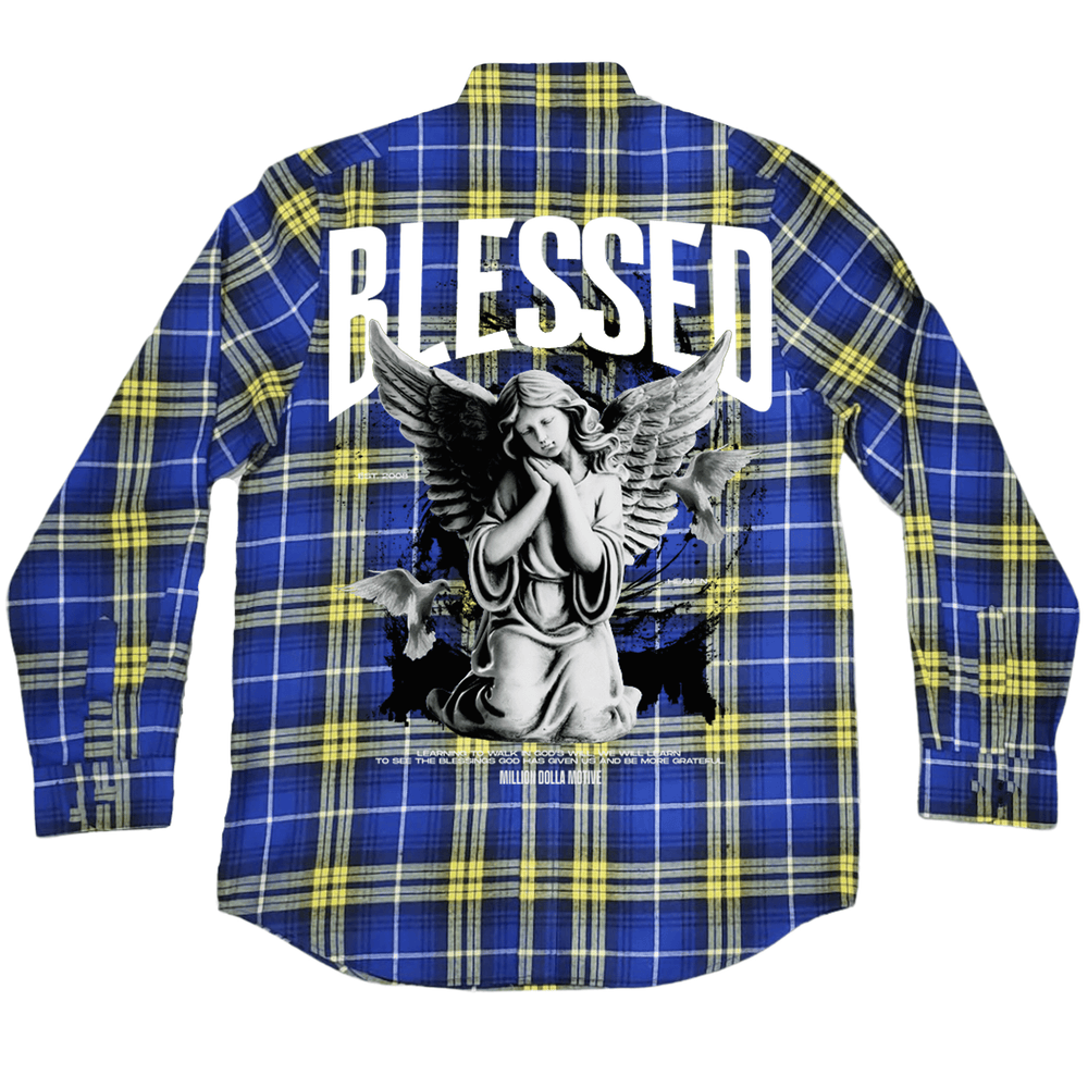 
                  
                    Blessed Angel - Royal Blue and Yellow Flannel Long Sleeve Shirt
                  
                