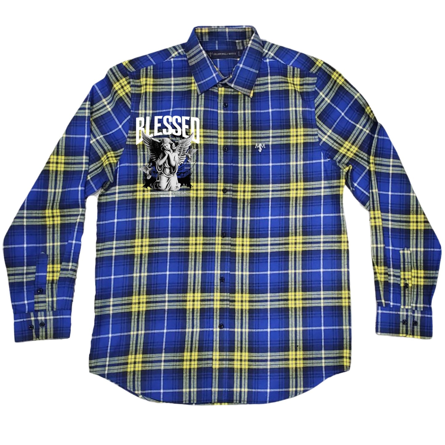 
                  
                    Blessed Angel - Royal Blue and Yellow Flannel Long Sleeve Shirt
                  
                