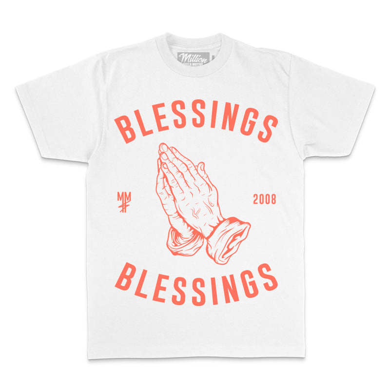 Blessings on Blessings - Infrared on White T-Shirt T-Shirt Million Dolla Motive 