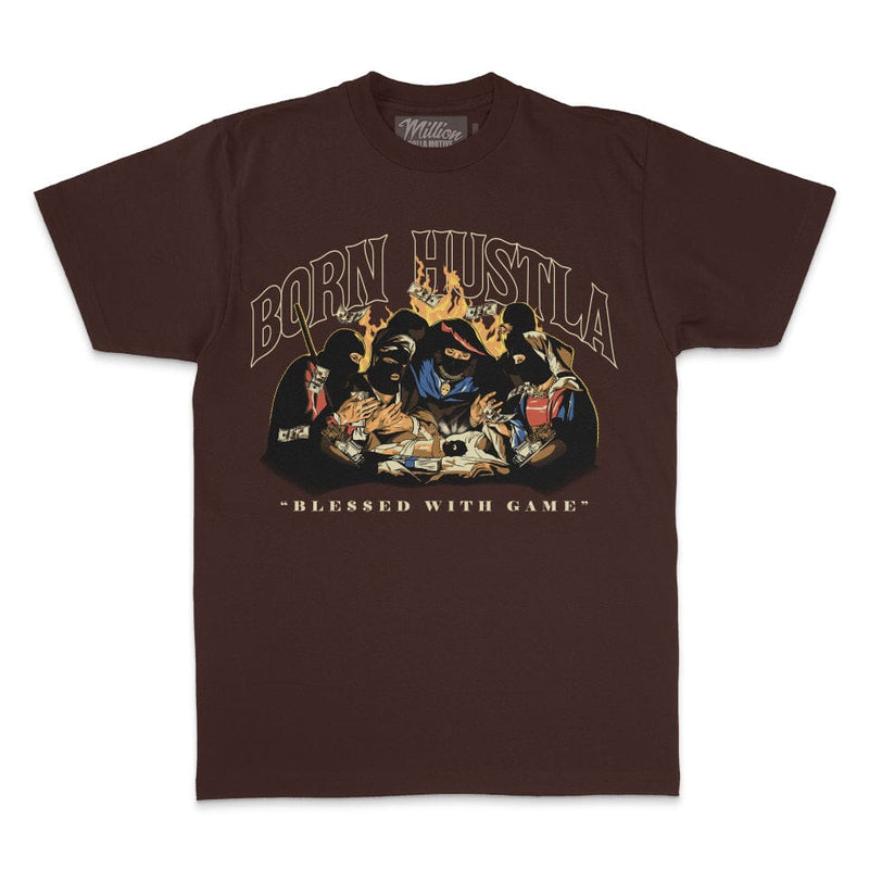 Born Hustla - Brown T-Shirt T-Shirt Million Dolla Motive 