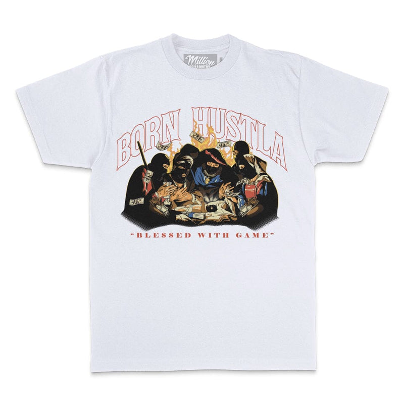 Born Hustla - White T-Shirt T-Shirt Million Dolla Motive 