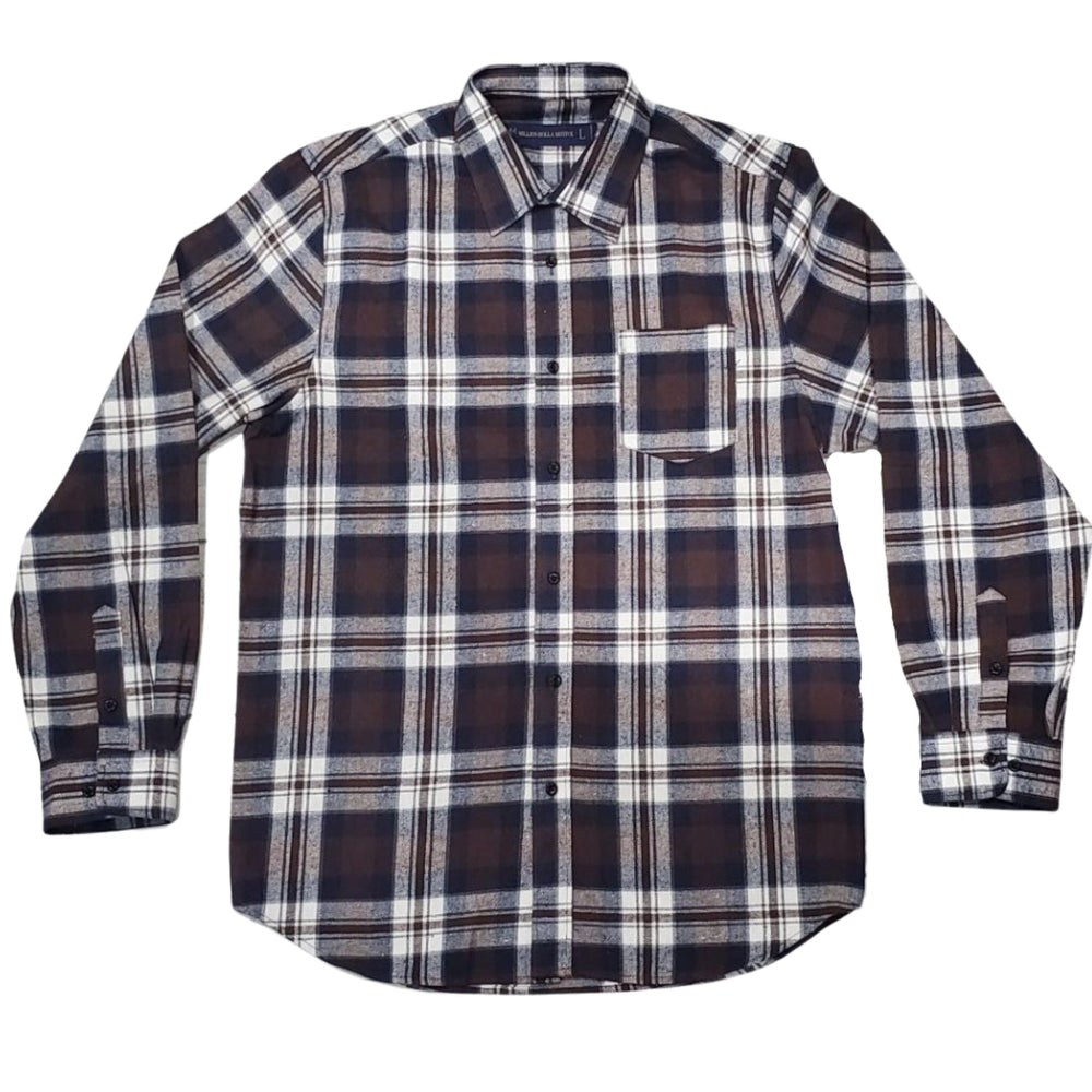 
                  
                    All I See is Blue Faces - Brown and Navy Flannel Long Sleeve Shirt
                  
                
