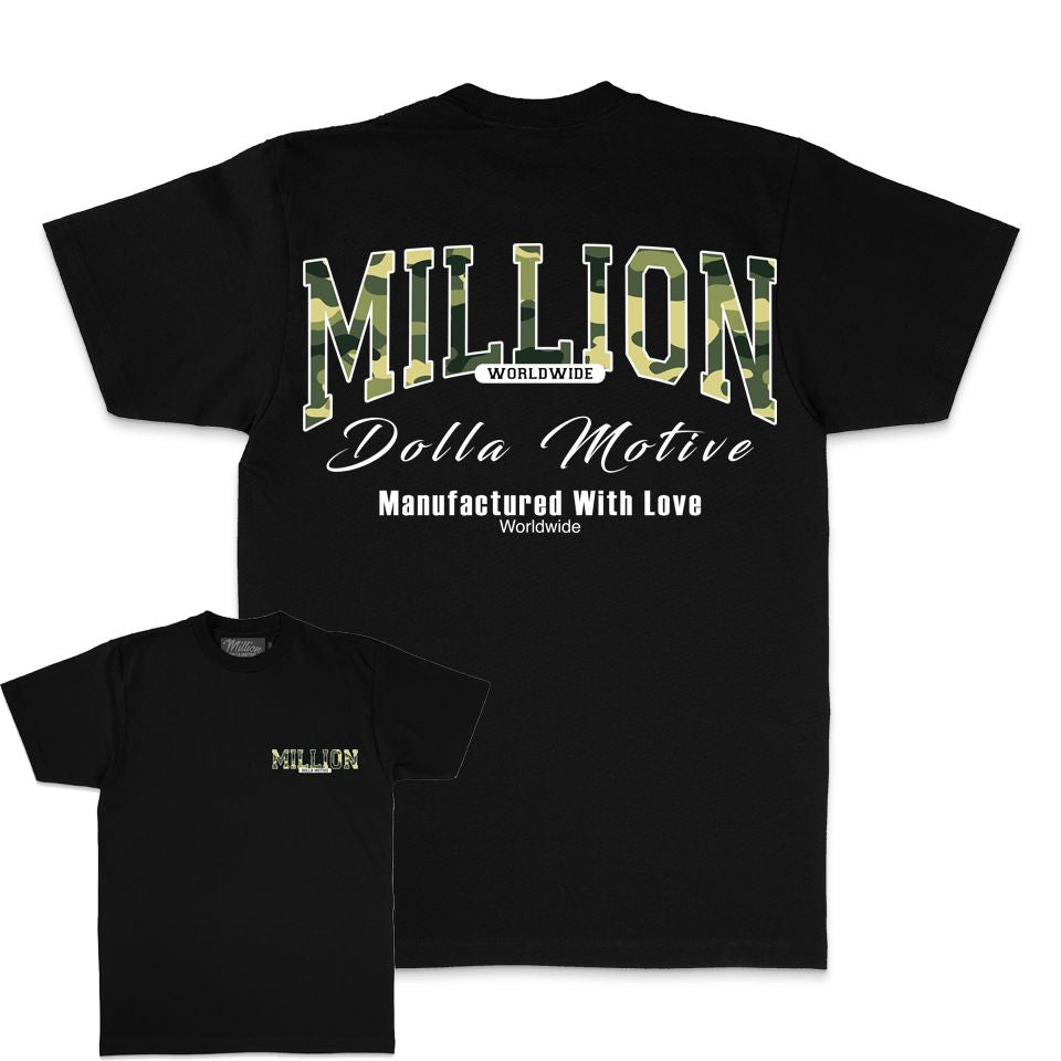 
                  
                    Camo Manufactured with Love - Black T-Shirt
                  
                