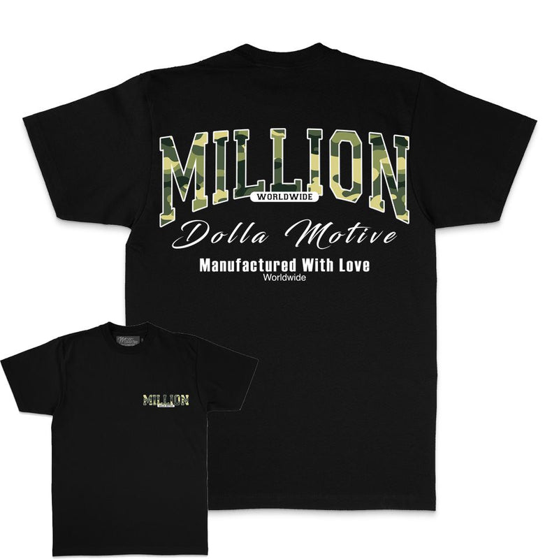Camo Manufactured with Love - Black T-Shirt