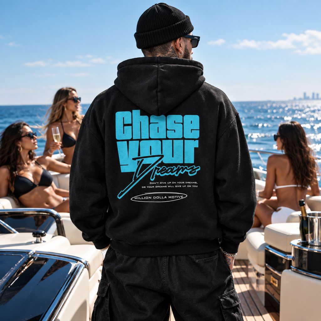 Chase Your Dreams - Black Hoodie Sweatshirt Outerwear Million Dolla Motive 