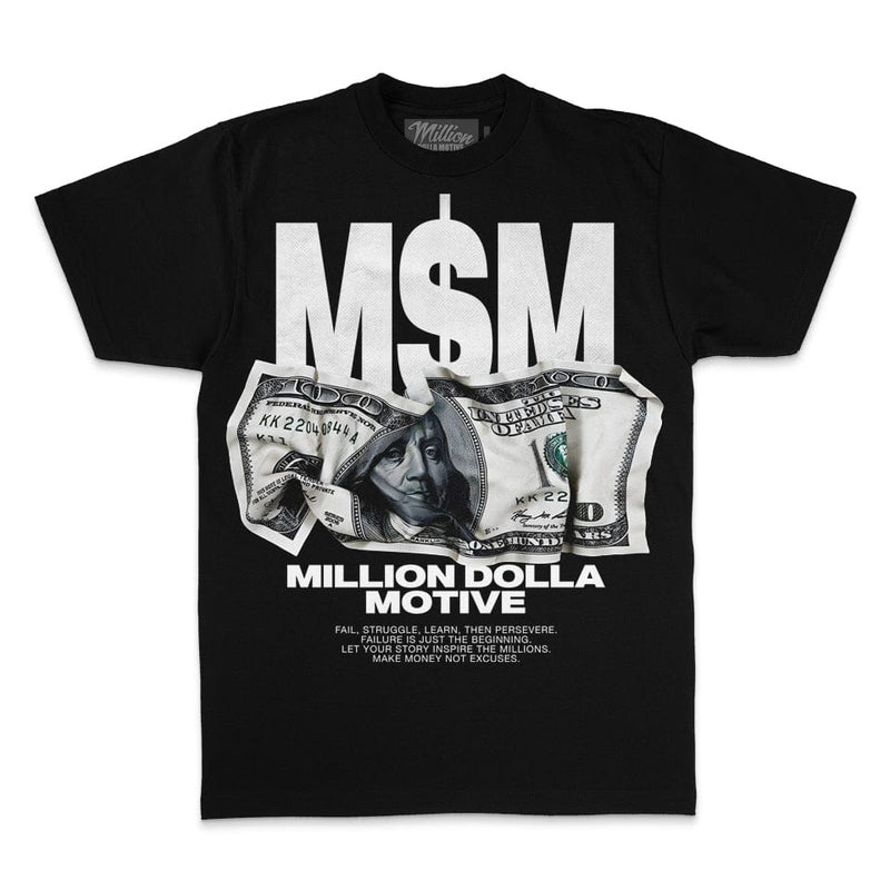 Crumpled Money M$M - Black T-Shirt T-Shirt Million Dolla Motive 