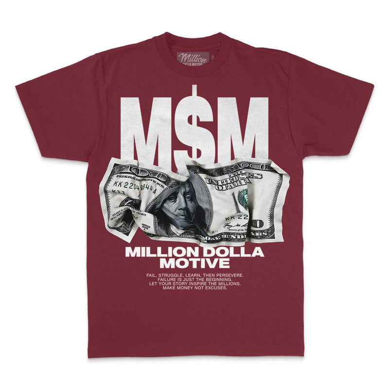 Crumpled Money M$M - Burgundy T-Shirt T-Shirt Million Dolla Motive 