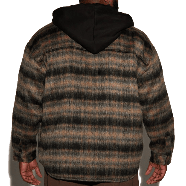 
                  
                    Dark Brown Plaid Mohair Hooded Jacket
                  
                