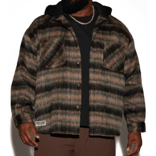 
                  
                    Dark Brown Plaid Mohair Hooded Jacket
                  
                