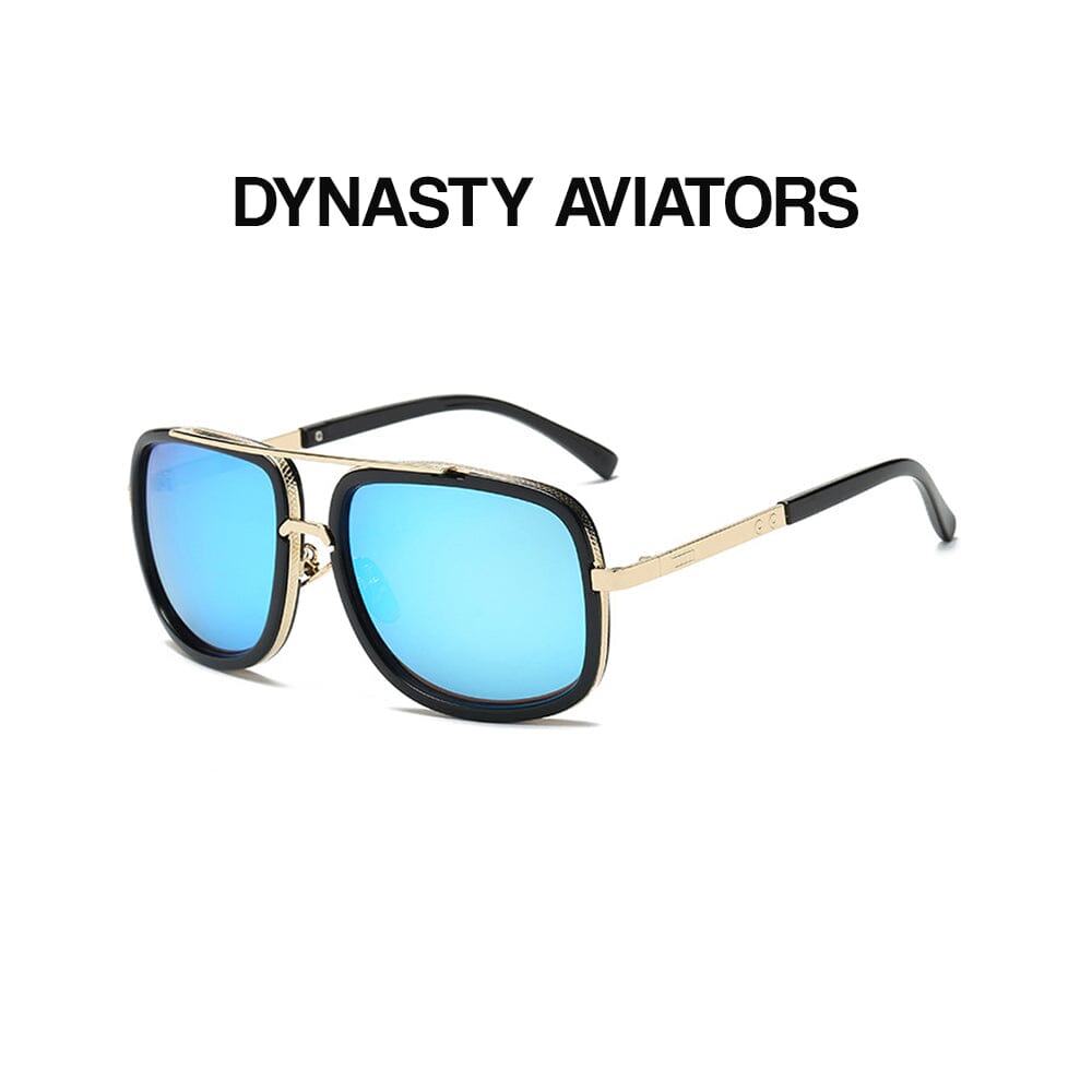 Dynasty Aviators  - Gold & Light Blue Sunglasses