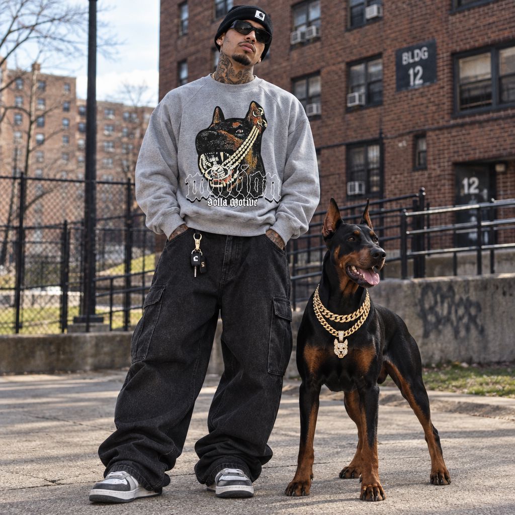 Doberman Pinscher - Heather Grey Crewneck Sweatshirt Outerwear Million Dolla Motive 