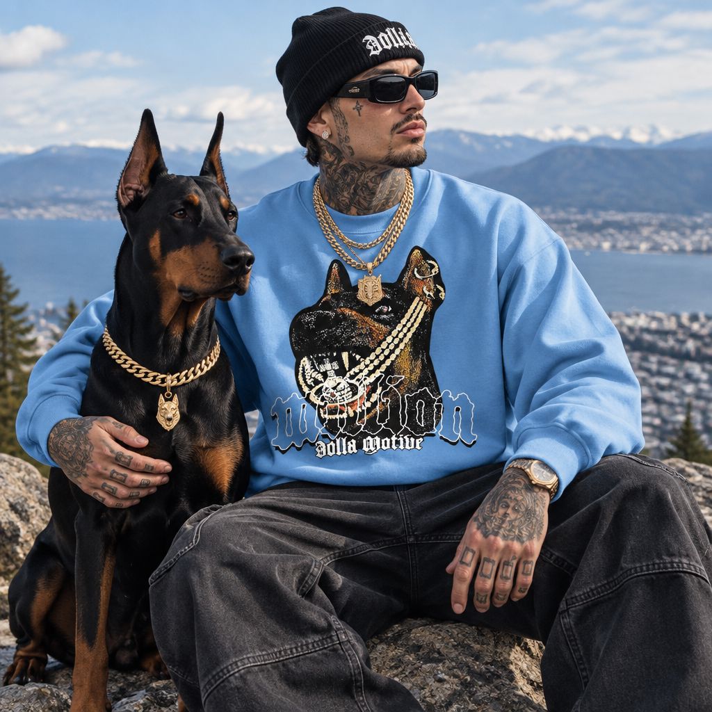 Doberman Pinscher - University Blue Crewneck Sweatshirt Outerwear Million Dolla Motive 