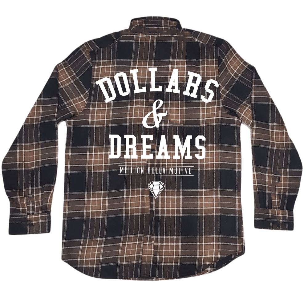 Dollars & Dreams - Mocha Brown Flannel Long Sleeve Shirt