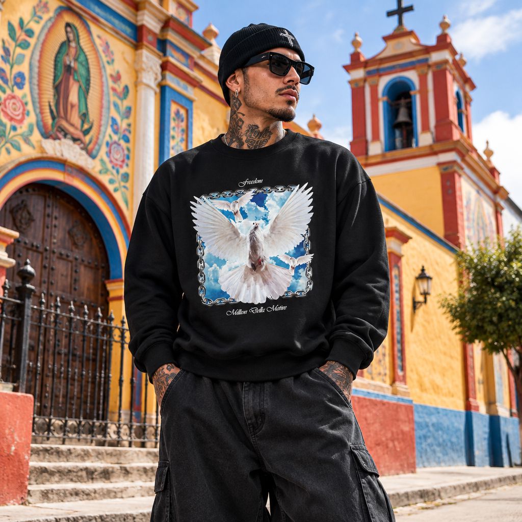 Freedom Dove - Black Crewneck Sweatshirt Outerwear Million Dolla Motive 