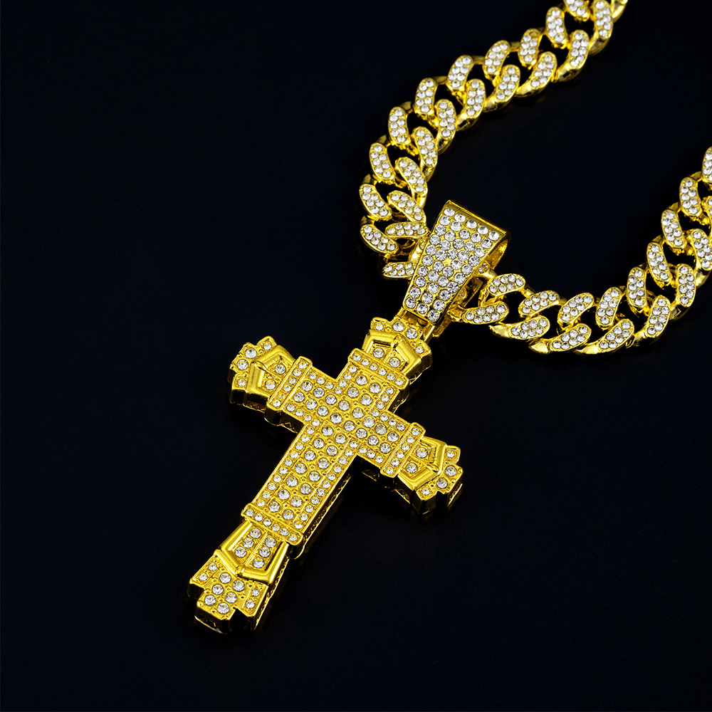 Cuban Link Necklace With Cross - JNK-015
