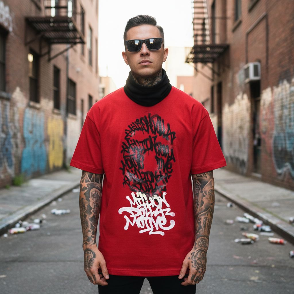Graffiti Mask - Red T-Shirt T-Shirt Million Dolla Motive 
