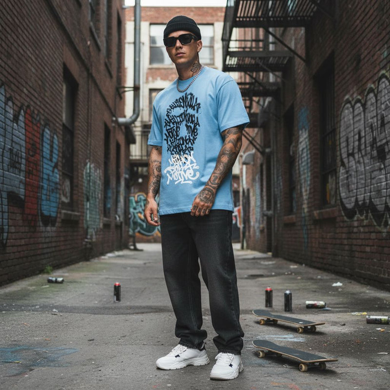 Graffiti Mask - University Blue T-Shirt T-Shirt Million Dolla Motive 