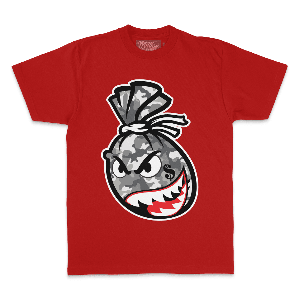 Grey Camo Money Bag -  Red T-Shirt