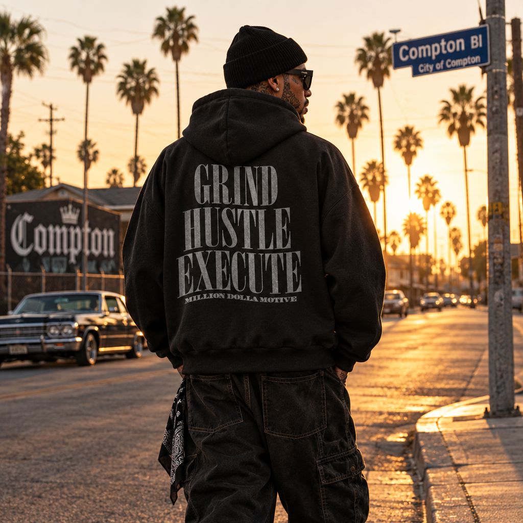 Grind Hustle Execute - Black Hoodie Sweatshirt Outerwear Million Dolla Motive 