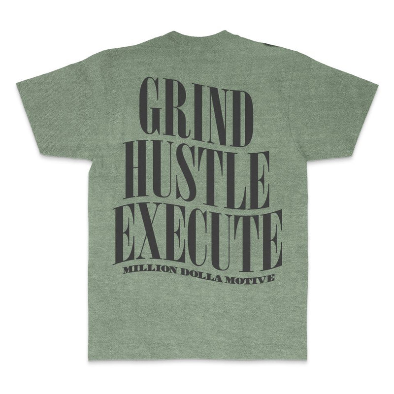 Grind Hustle Execute - Olive Vintage Dye T-Shirt