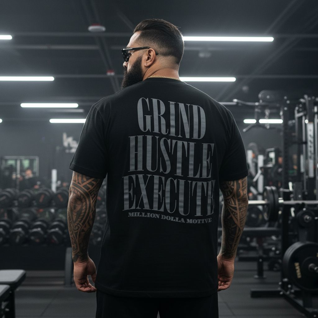 Grind Hustle Execute - Black T-Shirt T-Shirt Million Dolla Motive 