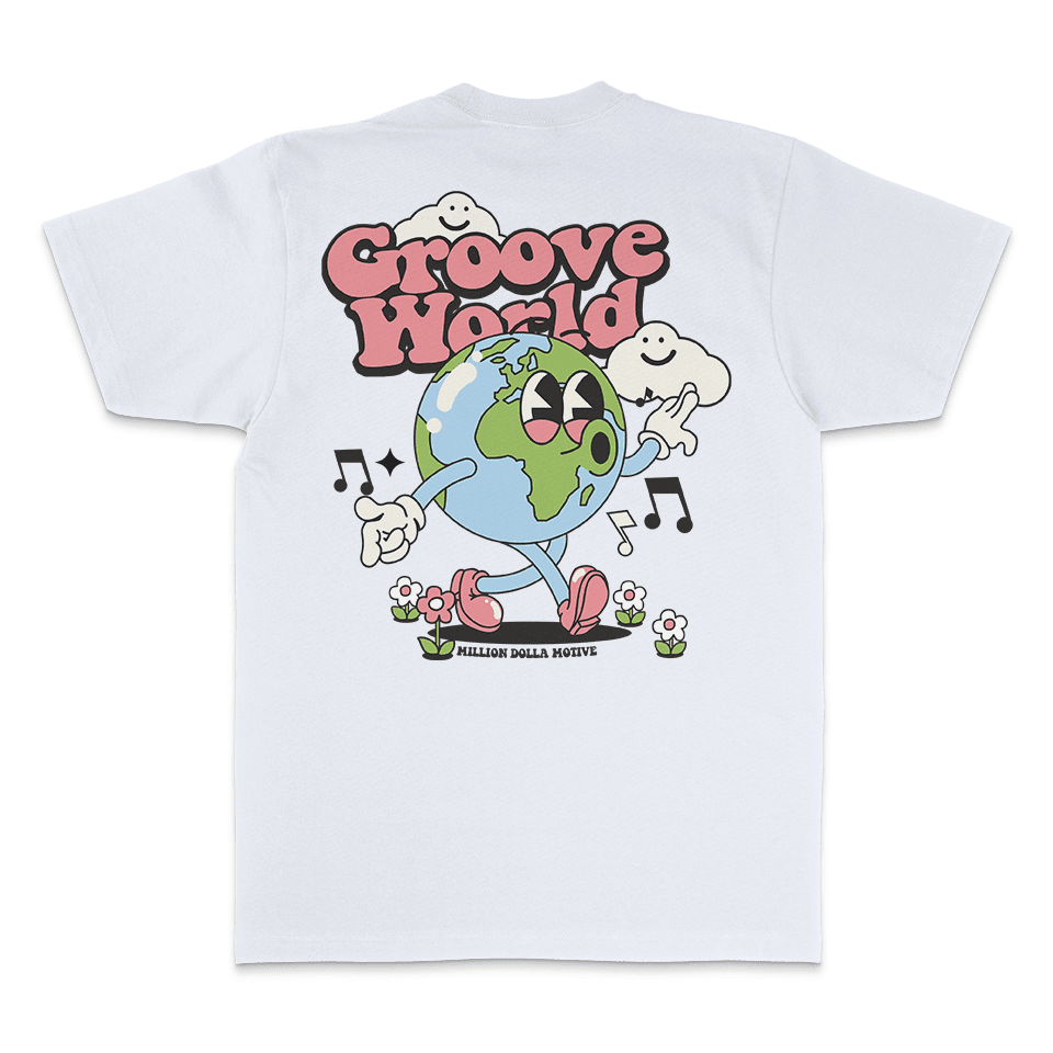 
                  
                    Groove World - White T-Shirt
                  
                