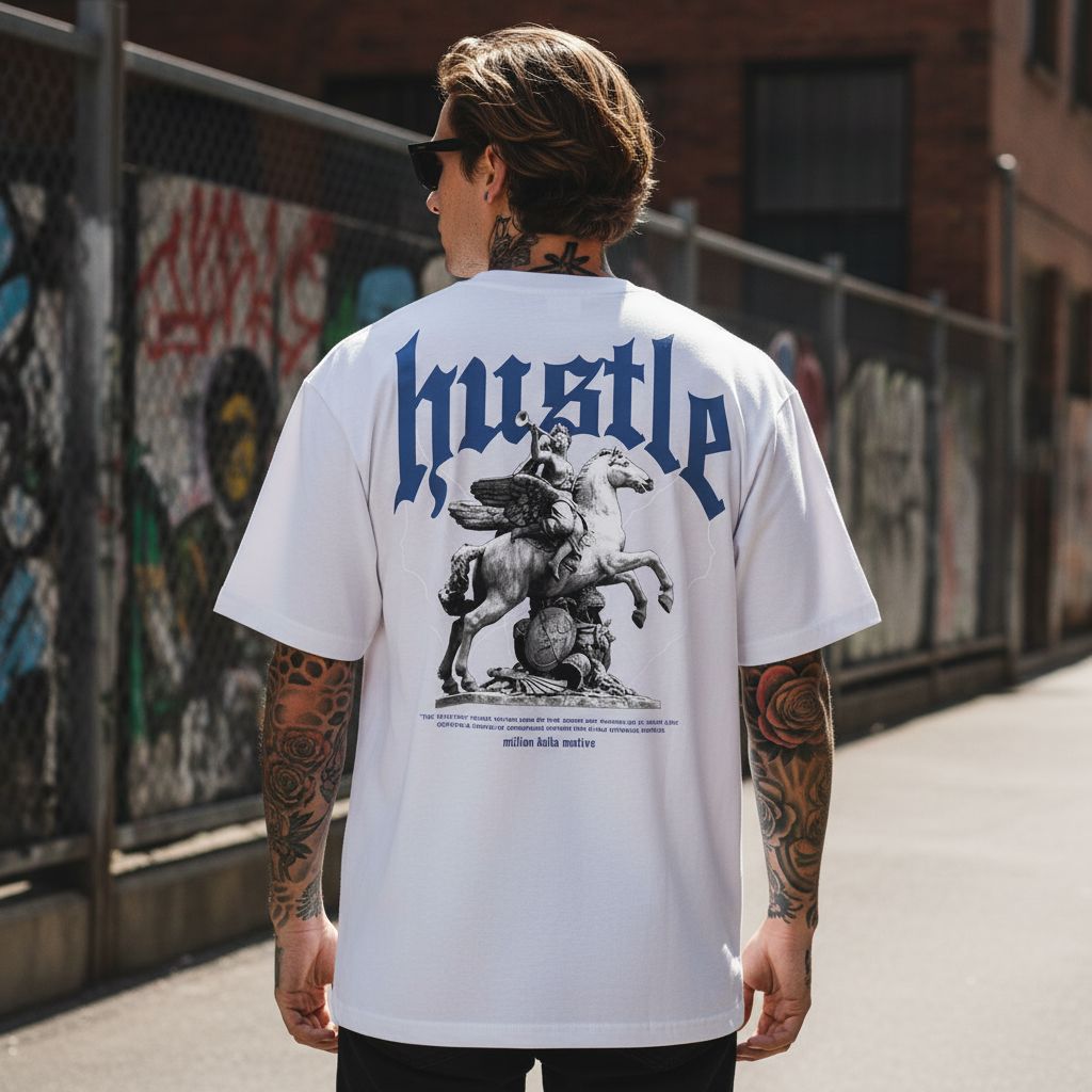 Hustle Builds Strong People - White T-Shirt T-Shirt Million Dolla Motive 