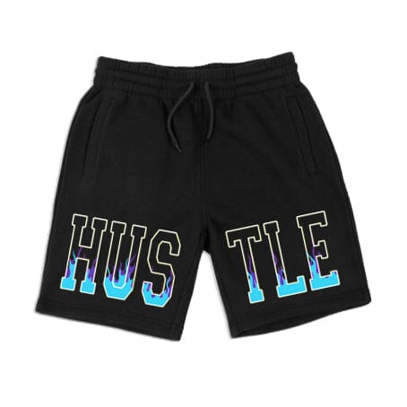 Hustle Flames - Black Fleece Shorts