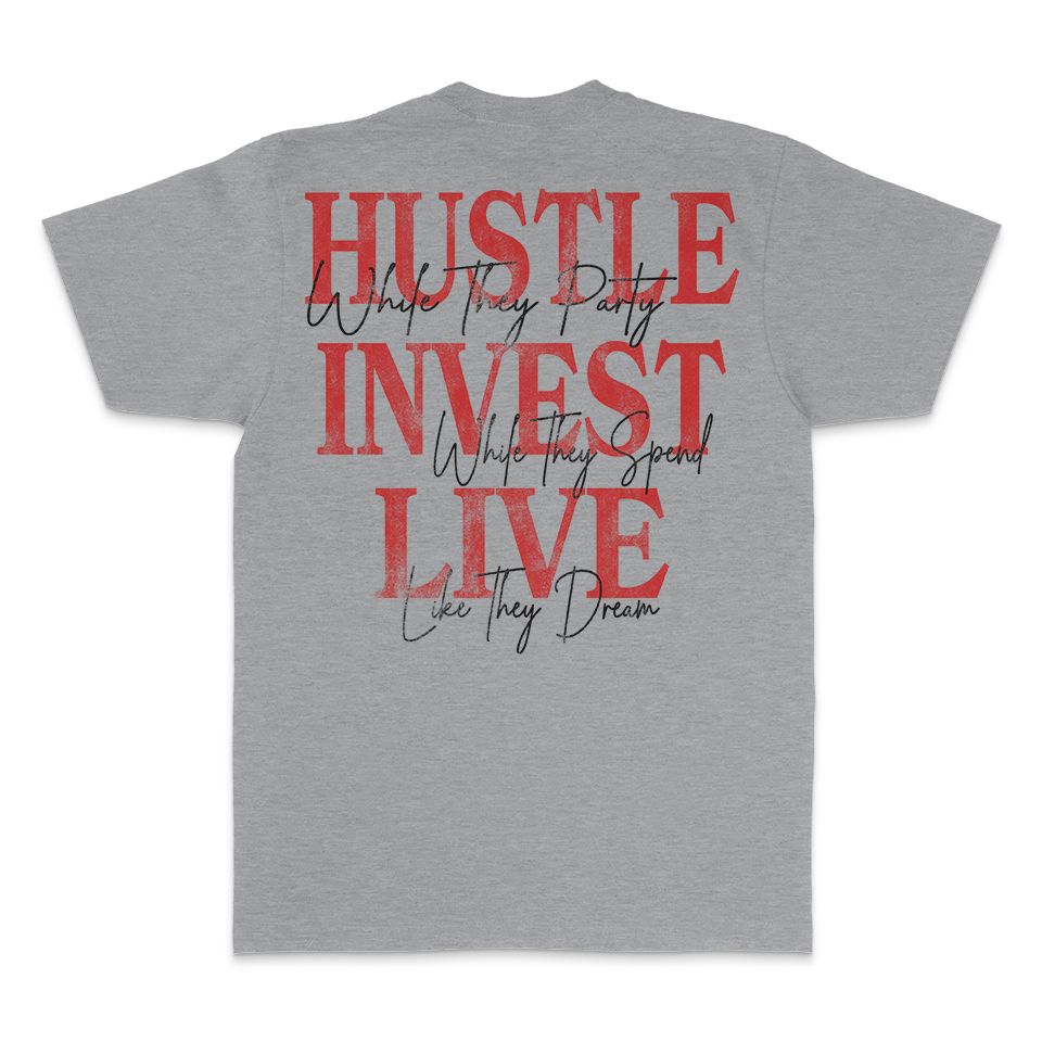 
                  
                    Hustle Invest Live - Heather Grey T-Shirt
                  
                