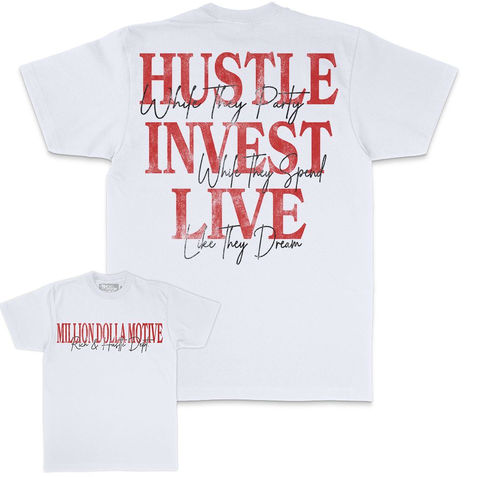 
                  
                    Hustle Invest Live - White T-Shirt
                  
                