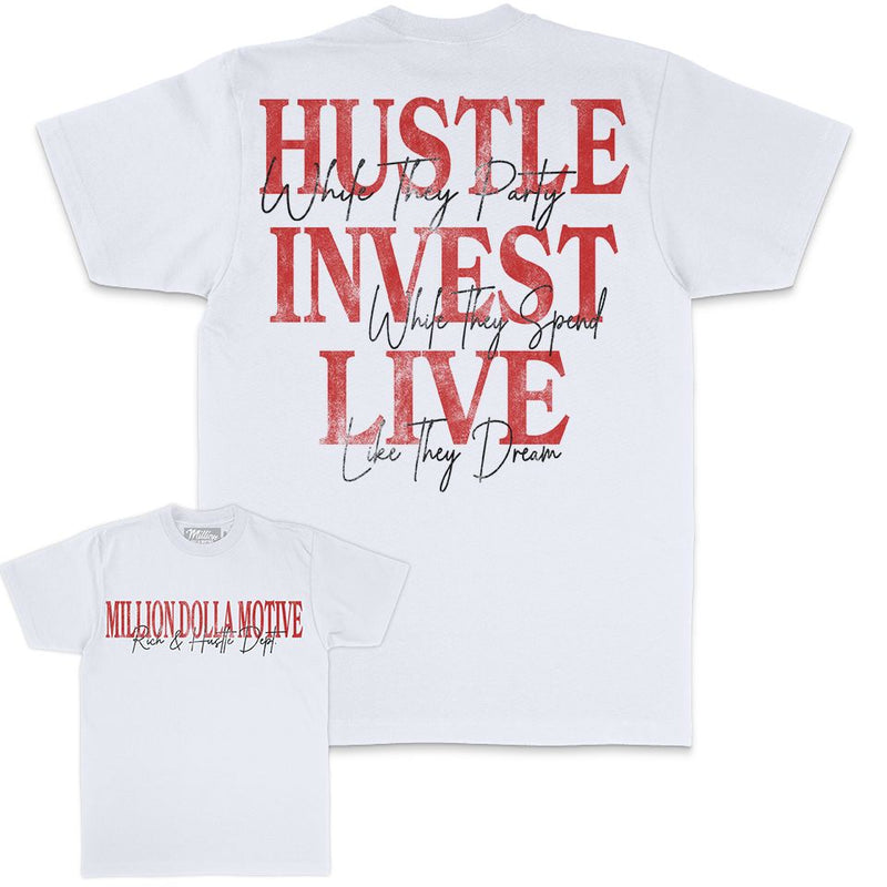 Hustle Invest Live - White T-Shirt