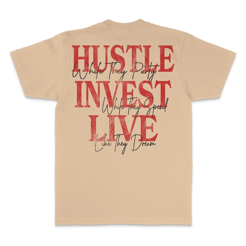 Hustle Invest Live - Khaki T-Shirt