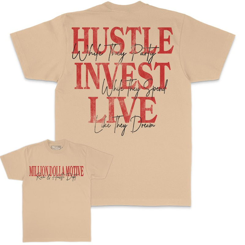Hustle Invest Live - Khaki T-Shirt