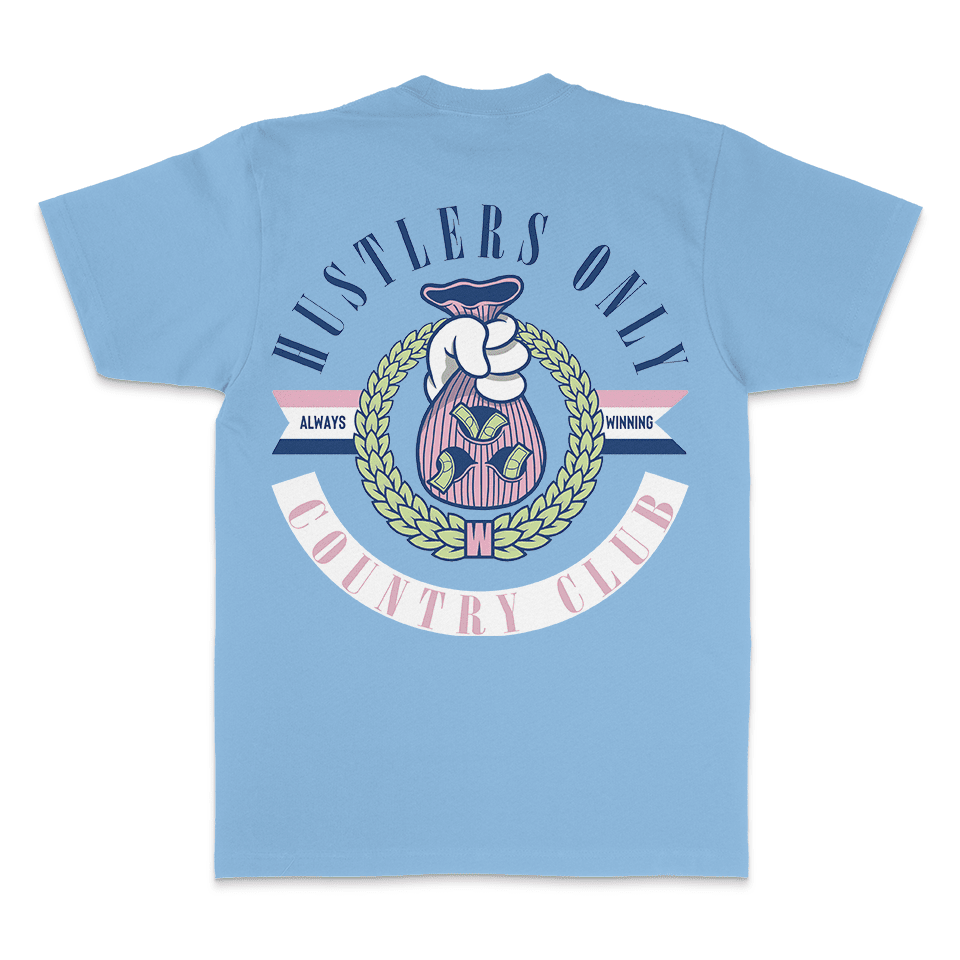 
                  
                    Hustlers Only Country Club - University Blue T-Shirt
                  
                