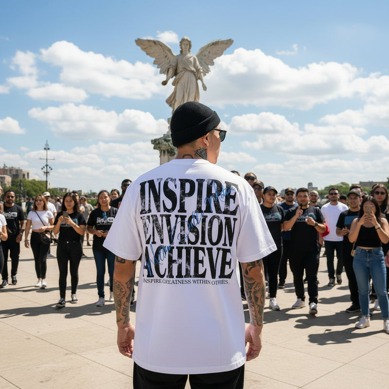 Inspire Envision Achieve - White T-Shirt T-Shirt Million Dolla Motive 