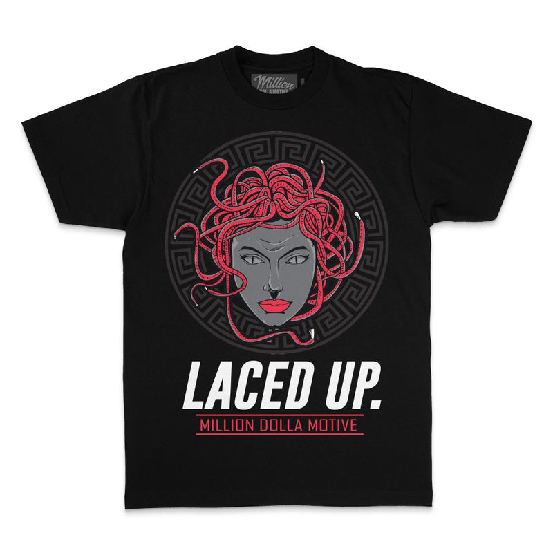 Laced Up - Infrared on Black T-Shirt