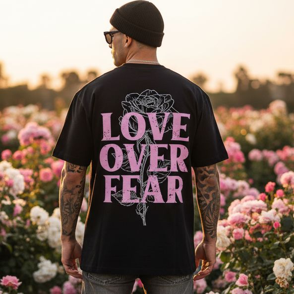 Love Over Fear - Black T-Shirt T-Shirt Million Dolla Motive 