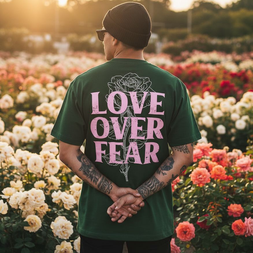 Love Over Fear - Dark Green T-Shirt T-Shirt Million Dolla Motive 