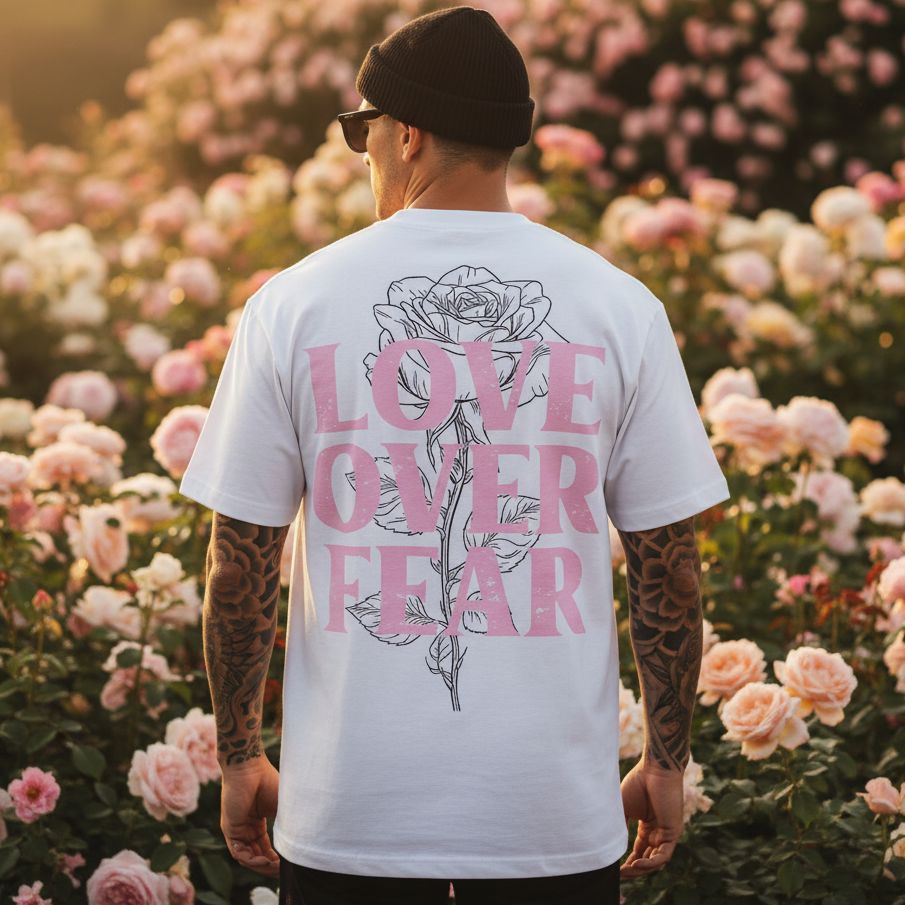Love Over Fear - White T-Shirt T-Shirt Million Dolla Motive 