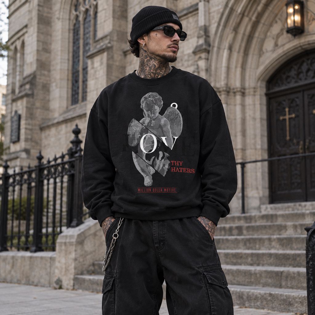 Love Thy Haters - Black Crewneck Sweatshirt Outerwear Million Dolla Motive 