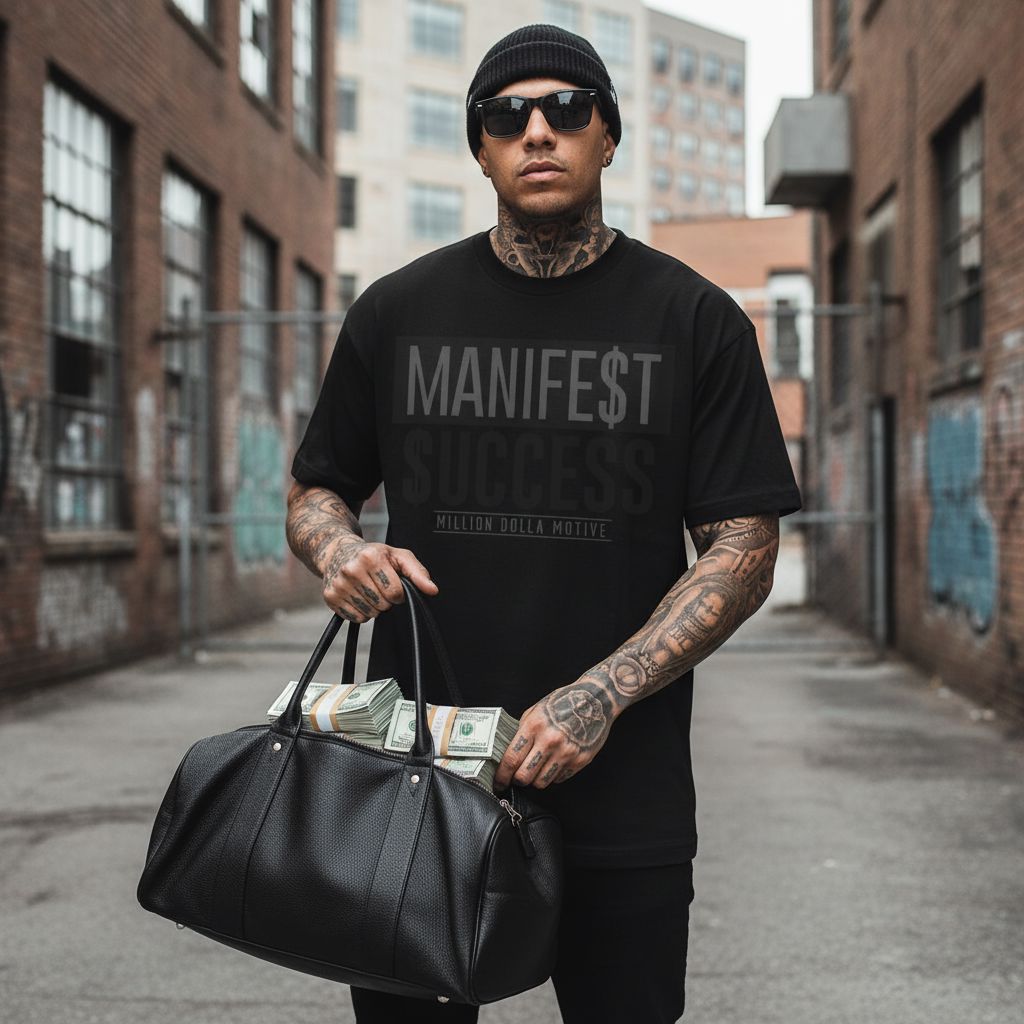 Manifest Success - Black T-Shirt T-Shirt Million Dolla Motive 