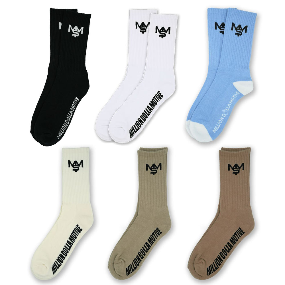 M$M - Assorted Crew Socks (6 Pairs) – Million Dolla Motive