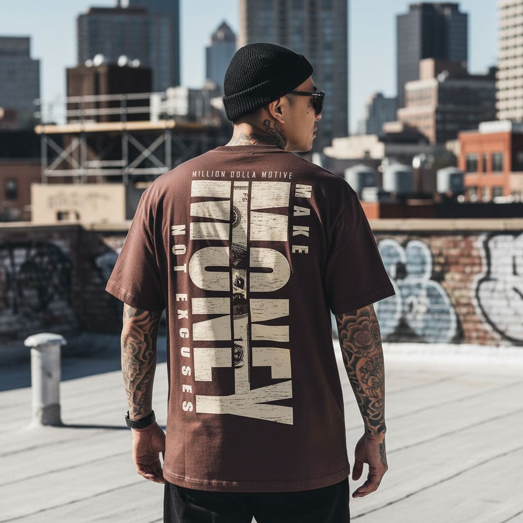 Make Money Not Excuses - Brown T-Shirt T-Shirt Million Dolla Motive 