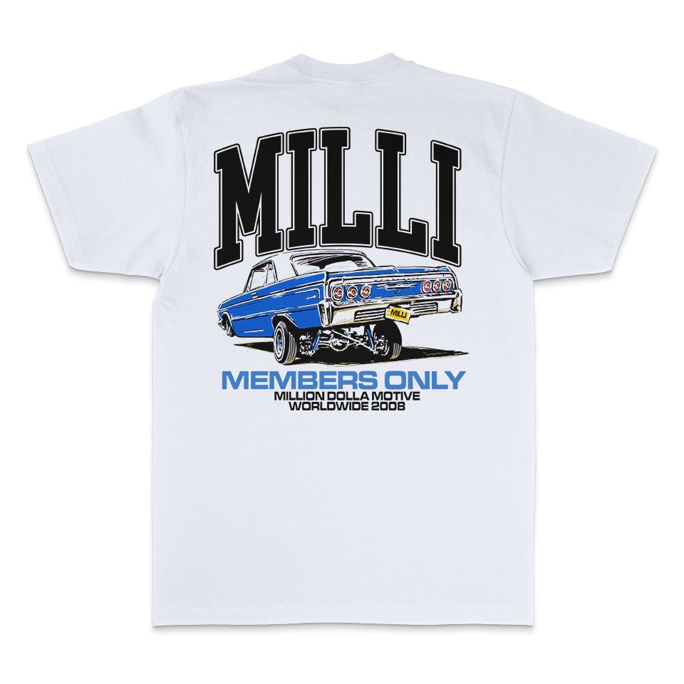 
                  
                    Milli Lowrider Members Only - White T-Shirt
                  
                