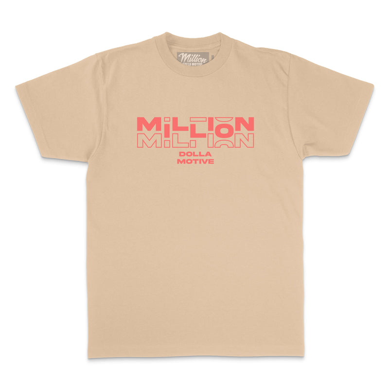 Million Dolla Dolla Dolla - Infrared on Khaki T-Shirt T-Shirt Million Dolla Motive 