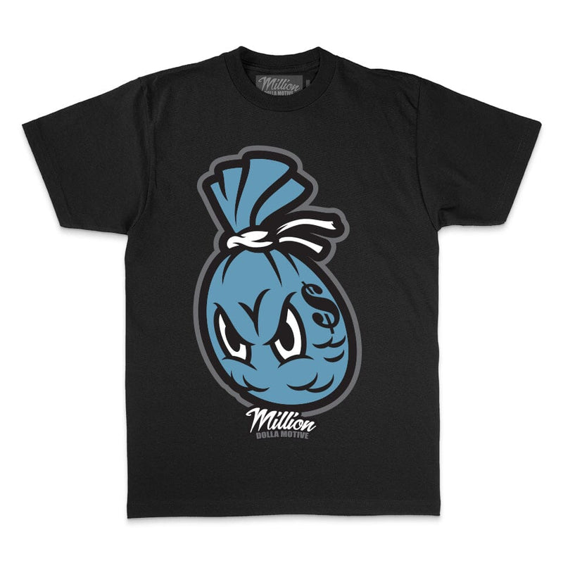 Money Bag - Chambray Blue on Black T-Shirt T-Shirt Million Dolla Motive 