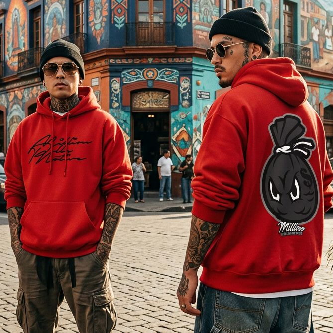 Money Bag - Red Hoodie Sweatshirt Outerwear Million Dolla Motive 