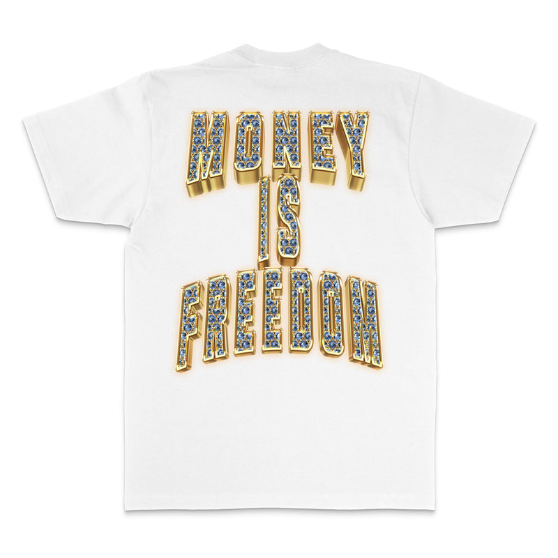 Money Is Freedom - White T-Shirt T-Shirt Million Dolla Motive 